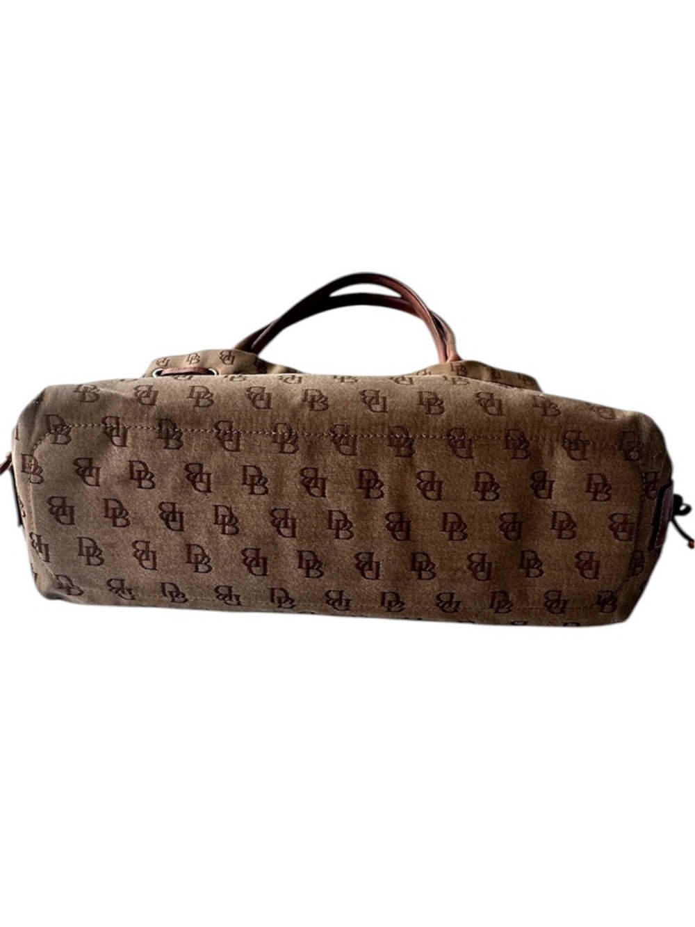 Dooney & Bourke monogram canvas and leather drawstring tote bag. - Picture 4 of 11